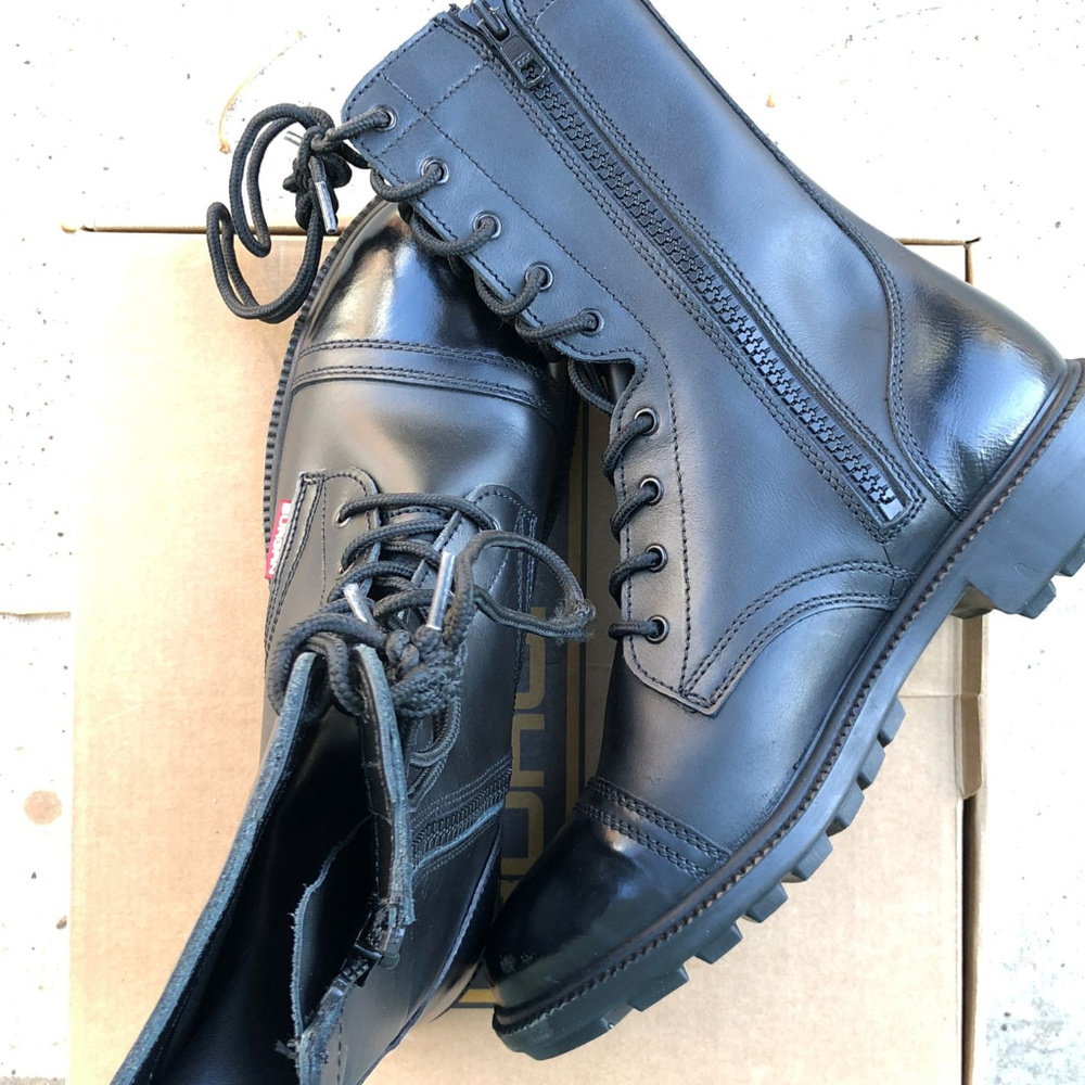 NIB BURGAN 802 Black Leather Combat Boots | Sz. 10